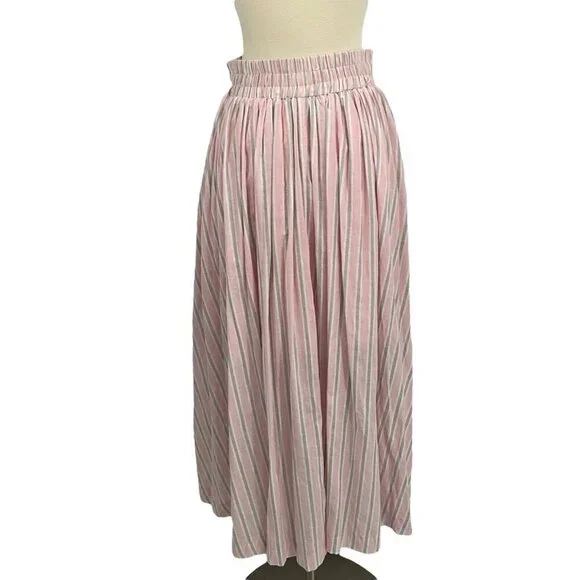 Mable Size S Sydney Square Neck Top & Skirt Set Pink Grey Stripe 100% Cotton - Picture 15 of 16
